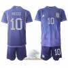 Officiële Voetbalshirt + Korte Broek Argentinië Lionel Messi 10 Uit WK 2022 - Kids